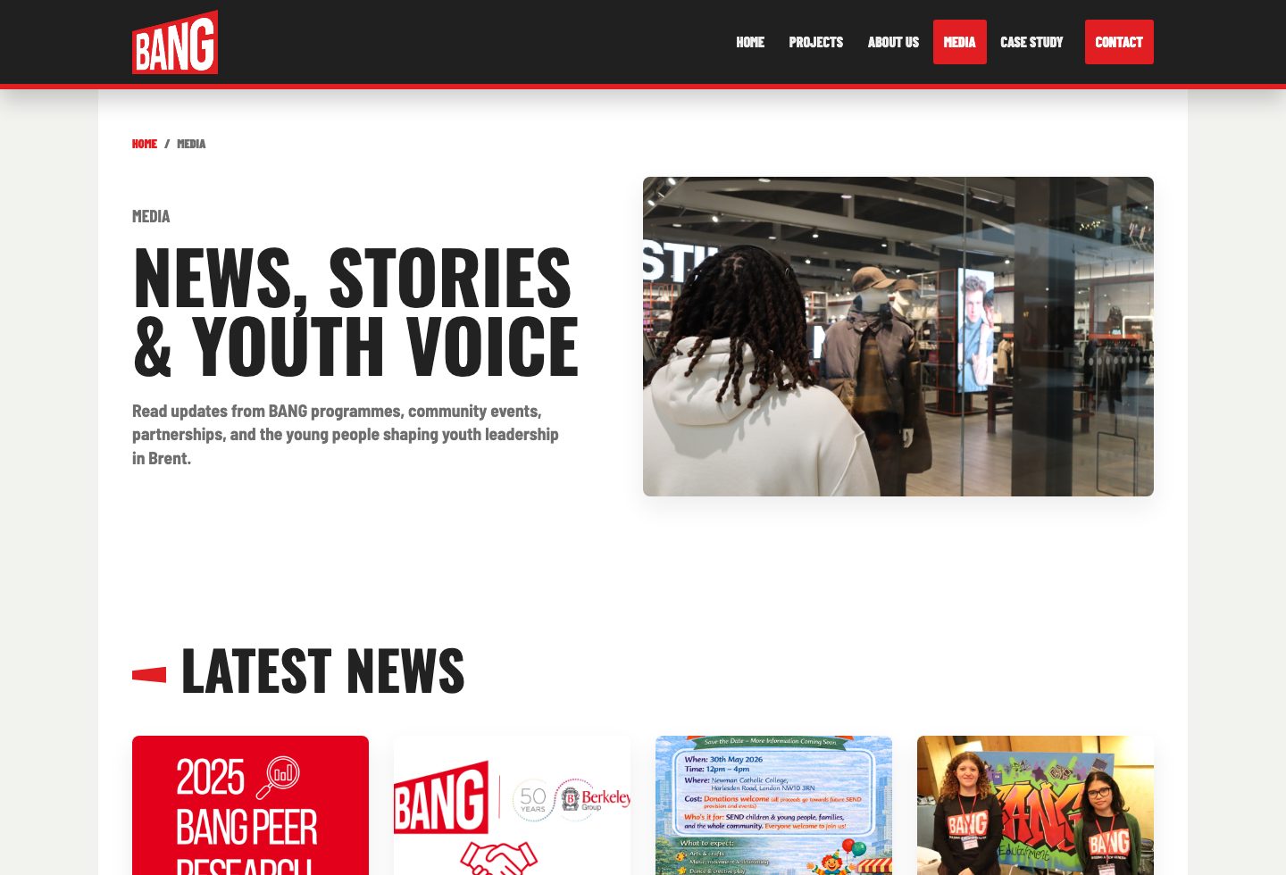 Desktop screenshot of the BANG media page